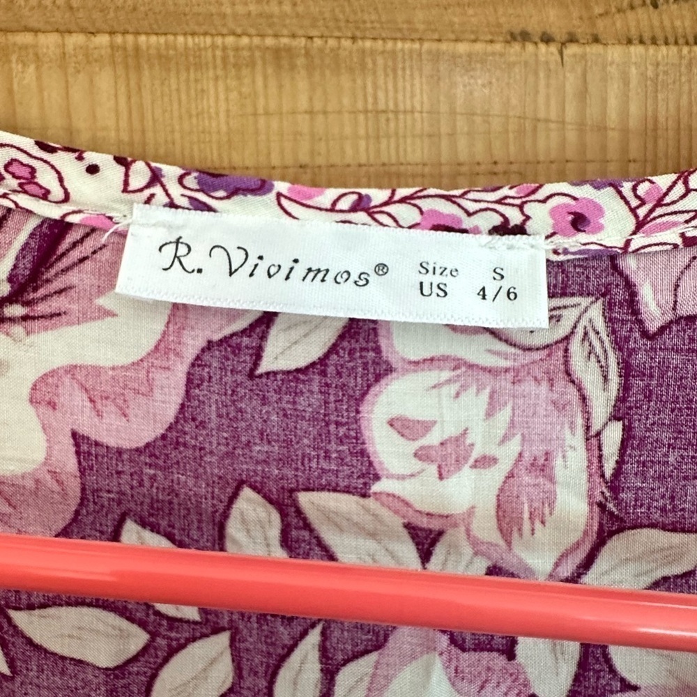 R Vivimos Dress Purple Tiered Floral Cottagecore Rimantic Feminine Size Small - Picture 3 of 11